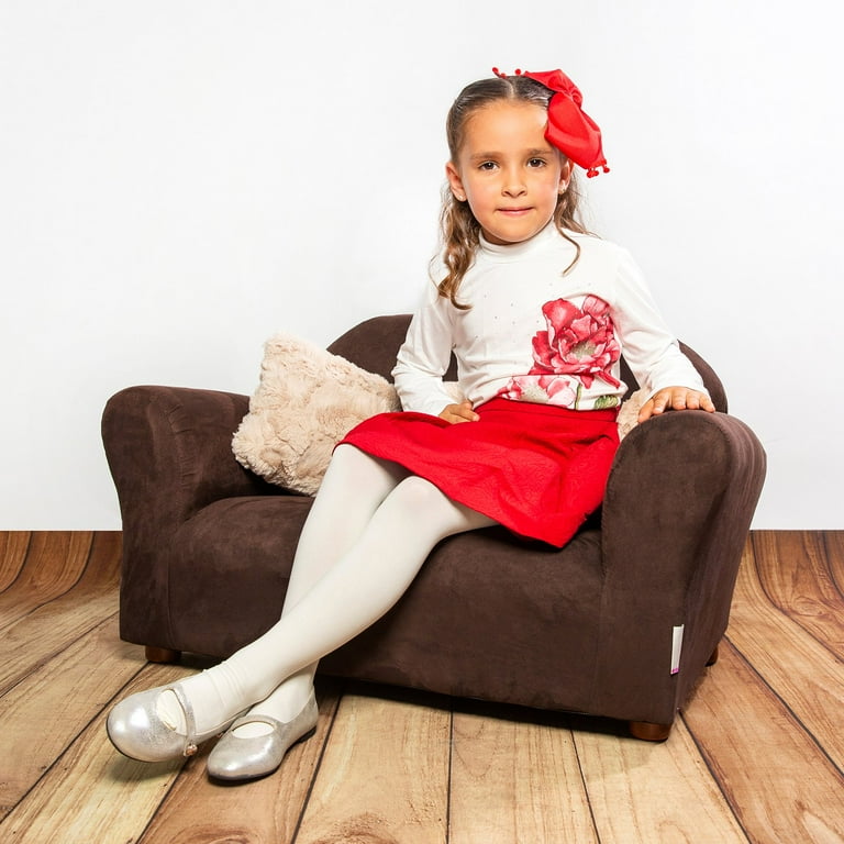 Keet Plush Kids Sofa with Accent Pillows Brown