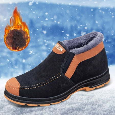 

Akiihool Mens Snow Boots Wide Width Mens Snow Boots Winter Shoes Slip On Ankle Booties Boot for Men Work Office Dress Outdoor Shoes (Black 10)
