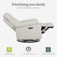 thumbnail image 4 of Evolur Asher Deluxe Power Recline Glider, Extra-Wide Nursery Recliner Chair with Adjustable Power Headrest, 275° Swivel, USB-A & USB-C Charging Ports, Ergonomic Lumbar Support, FSC Certified, Oatmeal, 4 of 8