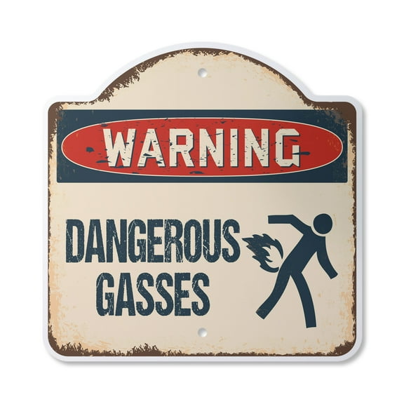 Dangerous Gases 12" X 12" Sign | Indoor/Outdoor Plastic | SignMission Designer Fart Farting Pass Gas Stink Novelty Gift Funny Joke Gag Road Garage