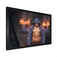 thumbnail image 5 of Designart "Builder With Fiery Dumbbells" Aerobic & Bodybuilding Picture Framed Wall Art Living Room, 5 of 5