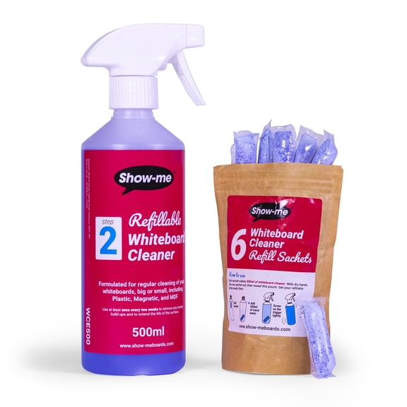 Pack 6 Show-me Refillable Whiteboard Cleaner 500ml
