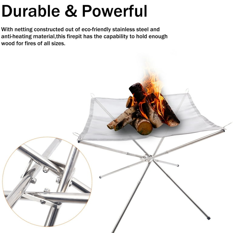 Portable Fire Pit Outdoor, Foldable Camping Fire Pit, Steel Mesh Fire Pits Fireplace with Carry Bag for Camping, Patio, Backyard and Garden Portable Fire Pit Outdoor, Foldable Camping Fire Pit, Steel Mesh Fire Pits Fireplace with Carry Bag for Camping, Patio, Backyard and Garden