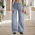 thumbnail image 4 of Retro Washed Mid Waist And Loose Pleated Banana Style Versatile Jeans Womens Sports Pants Women's Casual Pants Elastic Bottom Pants for Women Work Casual High Waist Stretch Pants for Women Work Casual, 4 of 8
