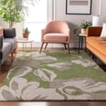 thumbnail image 5 of HomeRoots 668003 8 x 10 ft. Olive Green & Gray Floral Transitional Washable Machine Made Rectangle Area Rug with UV Protection, 5 of 9