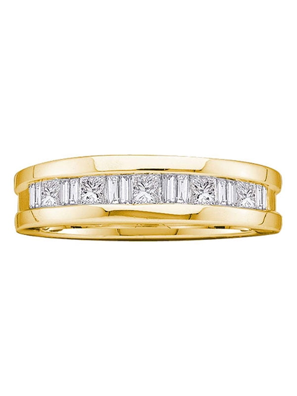 14kt Yellow Gold Mens Round Baguette Diamond Wedding Band Ring 1.00 ...