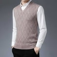 thumbnail image 2 of uikmnh Mens Wool V Neck Knitted Sweater Vest Cardigan Color Block Casual Versatile Sleeveless Sweater Vest-Beige-XL, 2 of 5