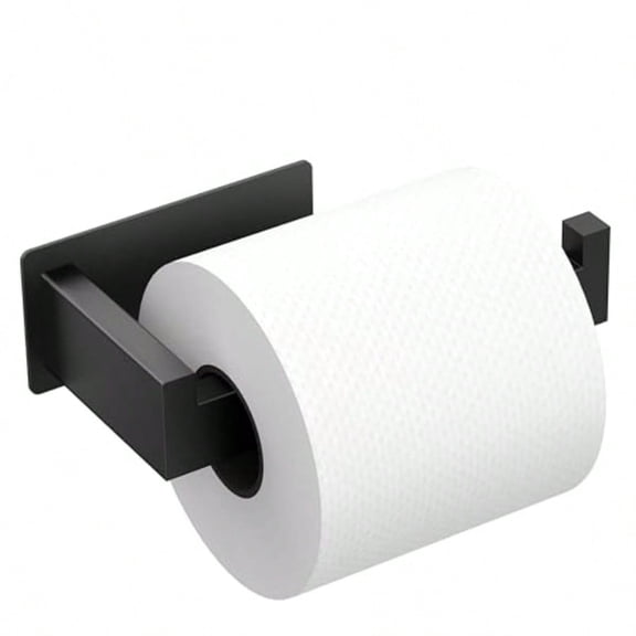 Matte Black Toilet Paper Holder Self Adhesive Toilet Roll Holder Wall Mount Premium Thicken SUS304 Stainless Steel Rustproof No Drilling Toilet Tissue Holder for Bathroom Kitchen Washroom RV