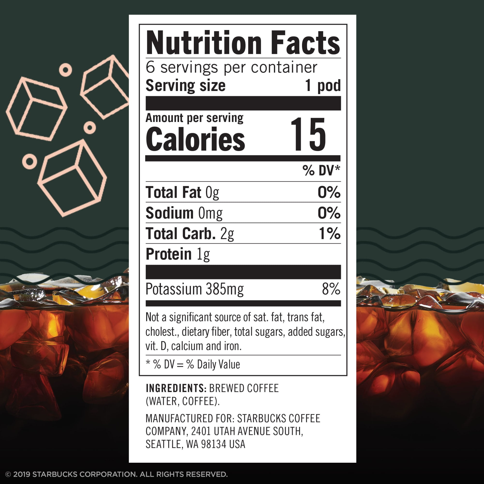 Starbucks Signature Black Cold Brew Coffee, Single-Serve Concentrate Pods, 6 Count
