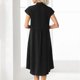 thumbnail image 5 of Vestido Con Bolsillo De Lino Y Algodón Vestido maxi con botones de lino y algodón Suelto Manga corta Uso diario (Negro L) Ygjytge para Mujer Negro T XXL, 5 of 6