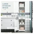 thumbnail image 4 of saney Slim Bathroom Storage Cabinet, Tall Bathroom Cabinet, Linen Tower with Open Shelf, Drawer, Recessed Doors, and Adjustable Shelves, White, 4 of 9