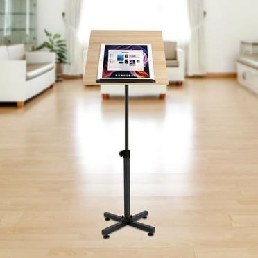Lectern Podium Stand, Height Adjustable Laptop Table, Portable Presentation Standing for Classroom, Office, Church, Tilting Desktop with Edge Stopper