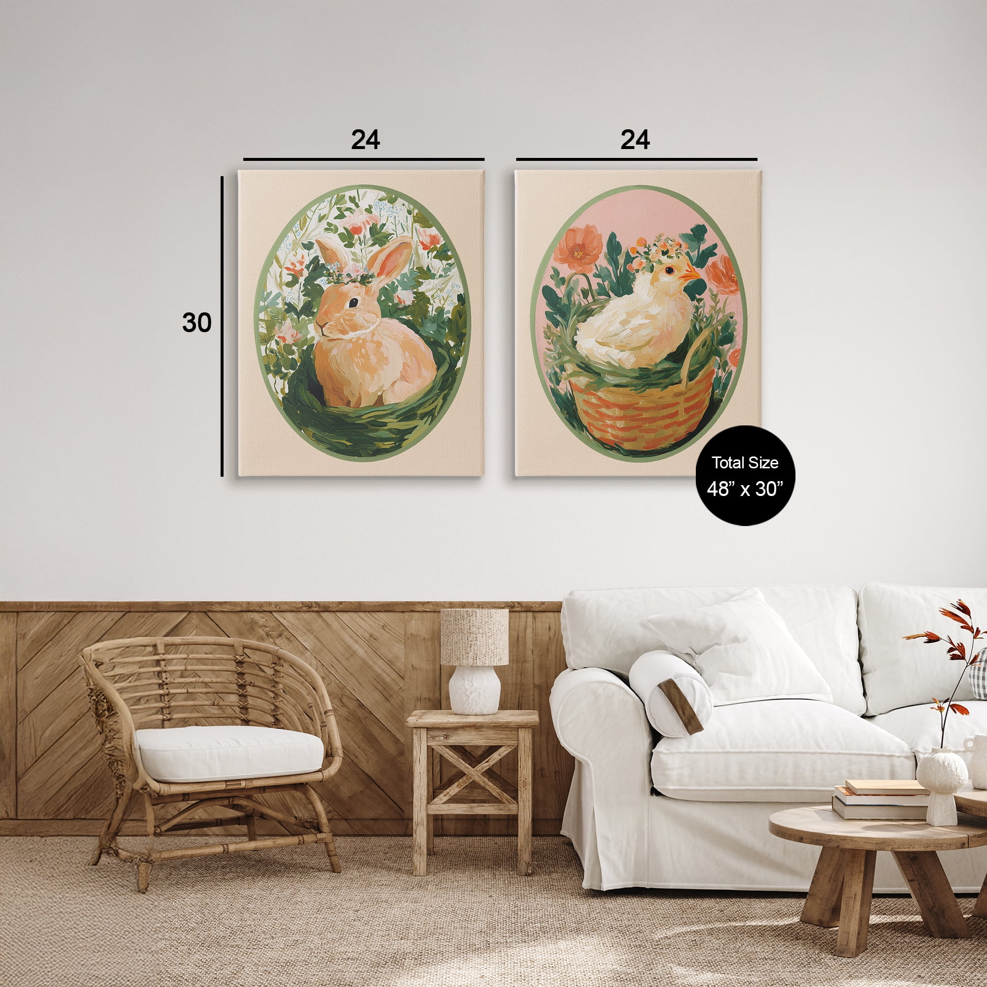 Stupell Industries Bloom Nest Animals 2 Piece Canvas Wall Art Set, design by Yen