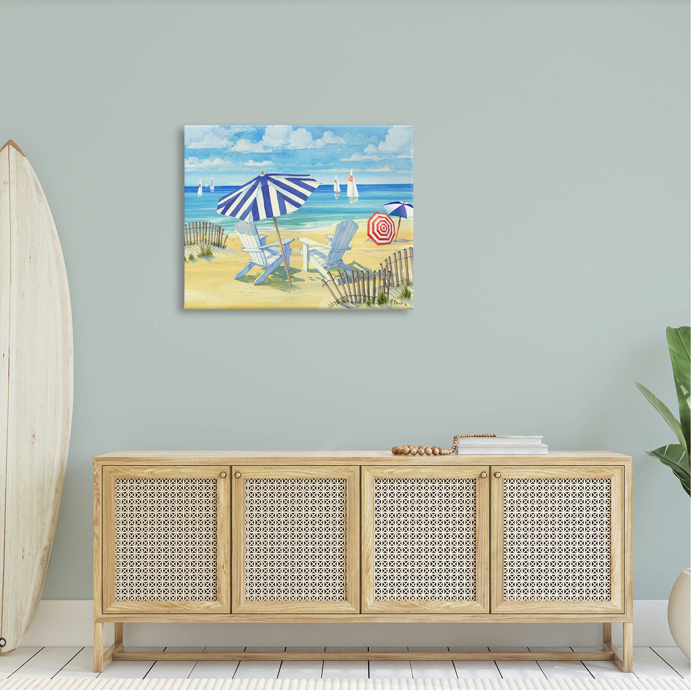 Stupell Industries Summer Sun Sailboat Chairs Painting Gallery Wrapped Canvas Print Wall Art, Design by Paul Brent