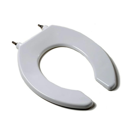 BathDecor Commercial Quality Round Toilet Seat Open Front without a Cover and Stainless Steel Hinge Post, Check Hinge - Stops at 11 degrees past 90 degrees minimizes slamming,