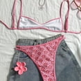 thumbnail image 7 of JoveMarine Women's Floral Print Two-Piece Bikini Set, Halter Backless Swimsuit with Striped Top, Padded Cups, Trendy Bikinis for Women,Pink XS, 7 of 7