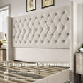 thumbnail image 6 of Merluxy Queen Bed Frame with 61.4" Handmade Deep Button Tufted Headboard/Cream, 6 of 8