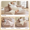 thumbnail image 4 of Muumblus Oversized Round Lounge Chaise Chair Indoor,Boneless Cloud Couch with 3 Pillows, No Assembly Required, Modern Accent Chair for Living Room, Camel Chenille, 4 of 12