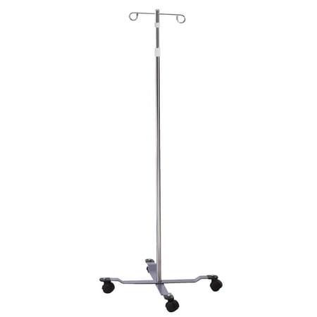 McKesson IV Stand Floor 2-Hook 4-Leg, Dual-Wheel Nylon Casters, 22 Inch Epoxy-Coated Steel Base, 81-11300 - SOLD BY: PACK OF ONE