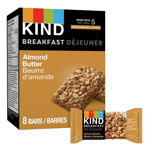 KIND Breakfast Bars, Almond Butter, 2 bars (50g) , 8 Count Box