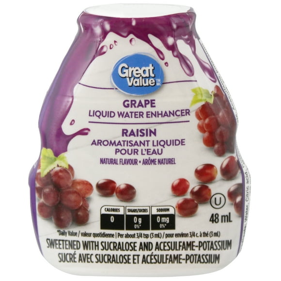 Great Value Grape Liquid Water Enhancer, 48 mL, 24 Servings, Grape