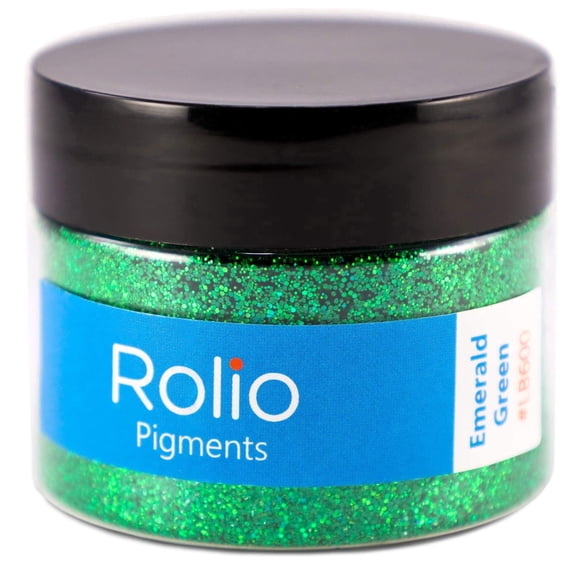 Rolio Holographic Glitter - Craft Glitter for Resin, Makeup, Nail Art, Face & Body Art, DIY Crafts - 28g Jar, 1/128 to 1/64 Size, Emerald Green