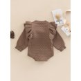 thumbnail image 4 of Cenuakty Newborn Long Sleeve Romper, Shoulder Ruffles Decoration Round Collar Buttons Closure Crotch Loose Fit Triangle Bodysuit, 4 of 8
