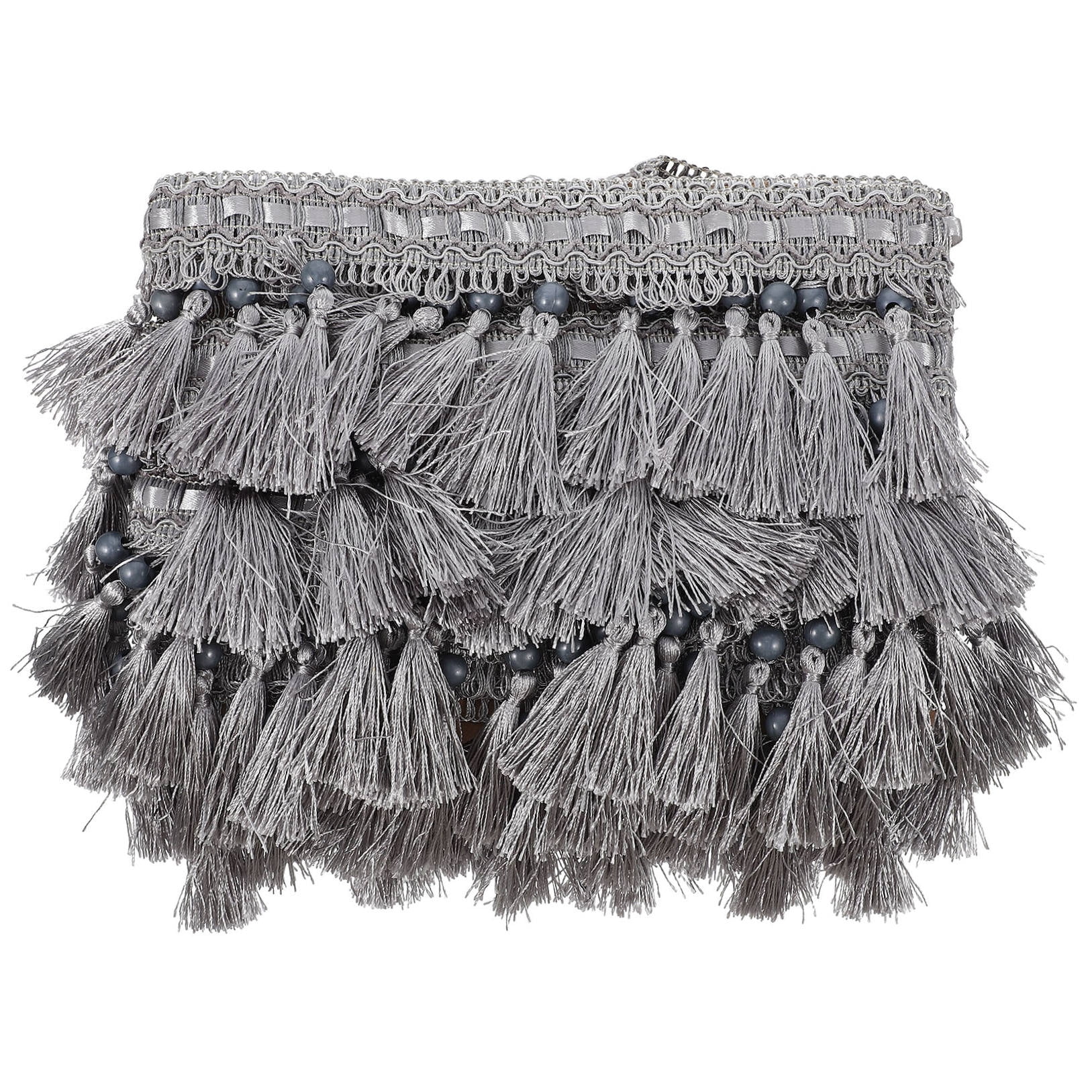 DINHEAROM Grey Polyester Fringe Trim for Curtain Decorative Sewing Sofa Cushion Home Decor