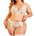 thumbnail image 1 of WZXFASHION Women Lingerie Set Lace Teddy Strap Bodysuit With Garter Belts Intimates White2 L, 1 of 5