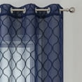 thumbnail image 5 of Pinewave Sheer Curtains Light Filtering Window Panels Embroidered Geometric Pattern Grommet Top W38 xL95,2 Panels,Navy, 5 of 5