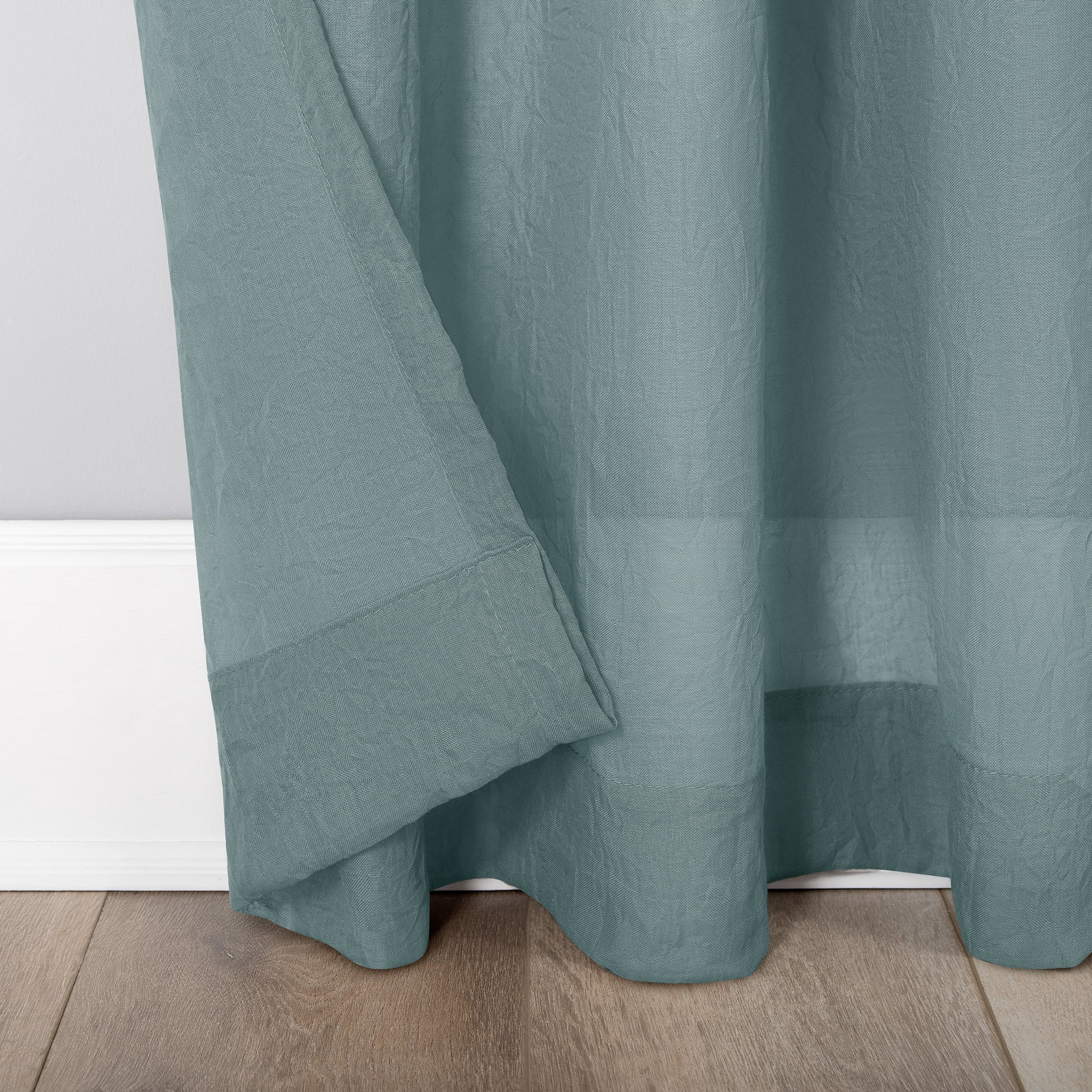 Mainstays Linen Textured Semi-Sheer Rod Pocket Curtain Panel, 50"x84", Aqua