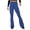 Blue, variant on Women's Solid Low-Rise Flare Pants High Stretch Bell Bottom Trousers Brick Red L