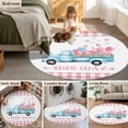 thumbnail image 5 of Round Rug 3.3Ft Washable Non-Slip, Valentine's Day Circle Area Rugs for Living Room Bedroom, Blue Truck Love Pink Plaid Romantic Indoor Floor Mats Carpet Runner for Home Decor Aesthetic, 5 of 8