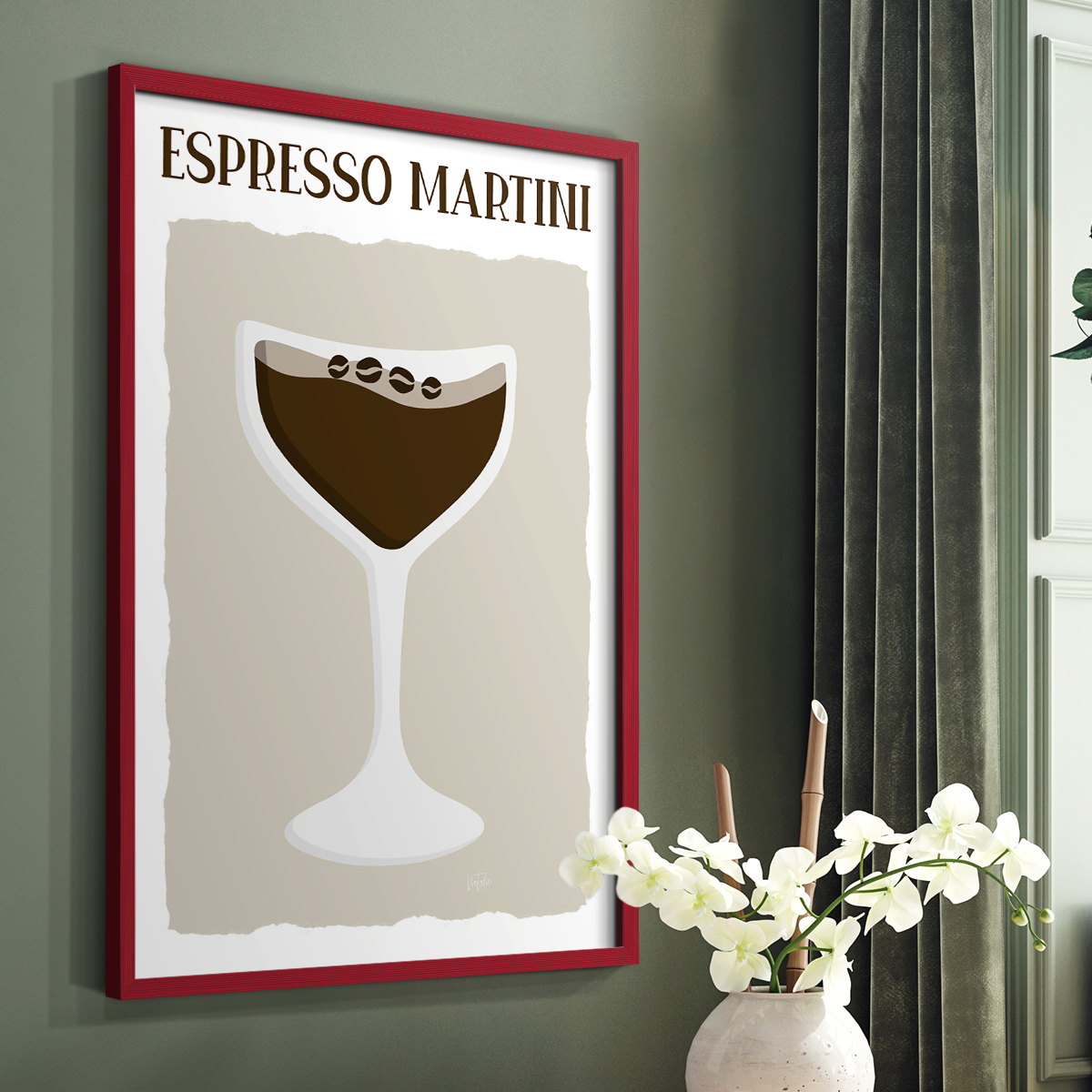 Espresso Martini in Paper Solid Wood 8 x 10 Framed Print