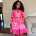 thumbnail image 5 of Halloween Princess Costume for G'irl's, Pink Princess Dress with Heart Bag, Halloween Cosplay Party Outfit & Fancy Dress Up, 5 of 5