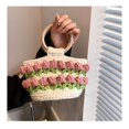 thumbnail image 5 of Bolso de playa para mujer, bandolera de algodón, bolso de hombro, bolso de cubo tejido hecho a mano para playa de verano, rosa Feliz Sencillez, 5 of 5
