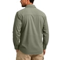 thumbnail image 4 of Havenx Men's Safari Fishing Shirts Long Sleeve Button Down Upf 50+ Shirts with Zipper Pockets Sun Protection Dress Summer Travel Work Hiking Fishing Cooling Clothing,Green 2XL, 4 of 6
