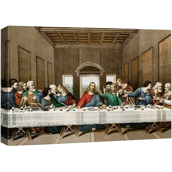 Aaheei Canvas Wall Art The Last Supper Painting Vinci Graffiti & Street Art Famous People Pop Art Modern Urban Multicolor for Living Room, Bedroom, Office