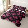 thumbnail image 3 of Homewish Halloween Sugar Skull Quilt King,Hot Pink Damask King Coverlet Set,3 Pieces, 3 of 7