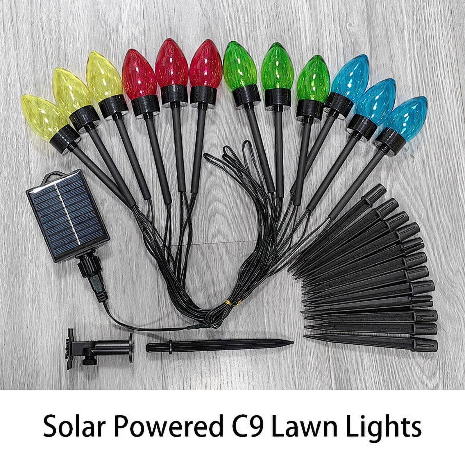 Christmas Lights Outdoor Solar, 13-Pack Multicolor LED Stake Lights for Yard Walkway Driveway Garden Decor, Waterproof Shatterproof Xmas Party Decorations, End-to-End Connectable Holiday Lighting