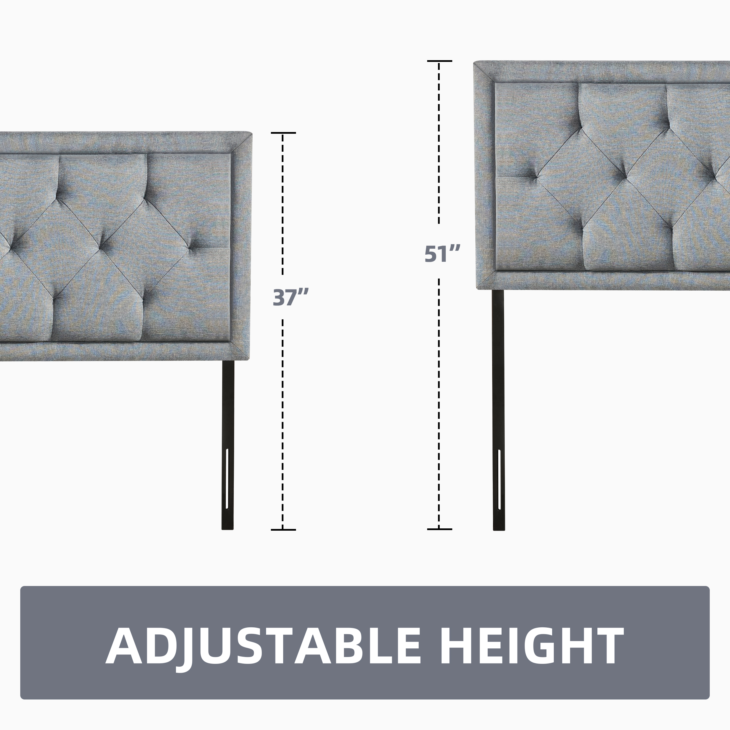 Weture Panel Headboard, Queen, Linen, Adjustable Height, Lightgrey
