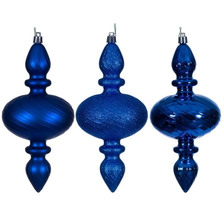 8.2" Blue Swirl Finial Orn 3/Asst