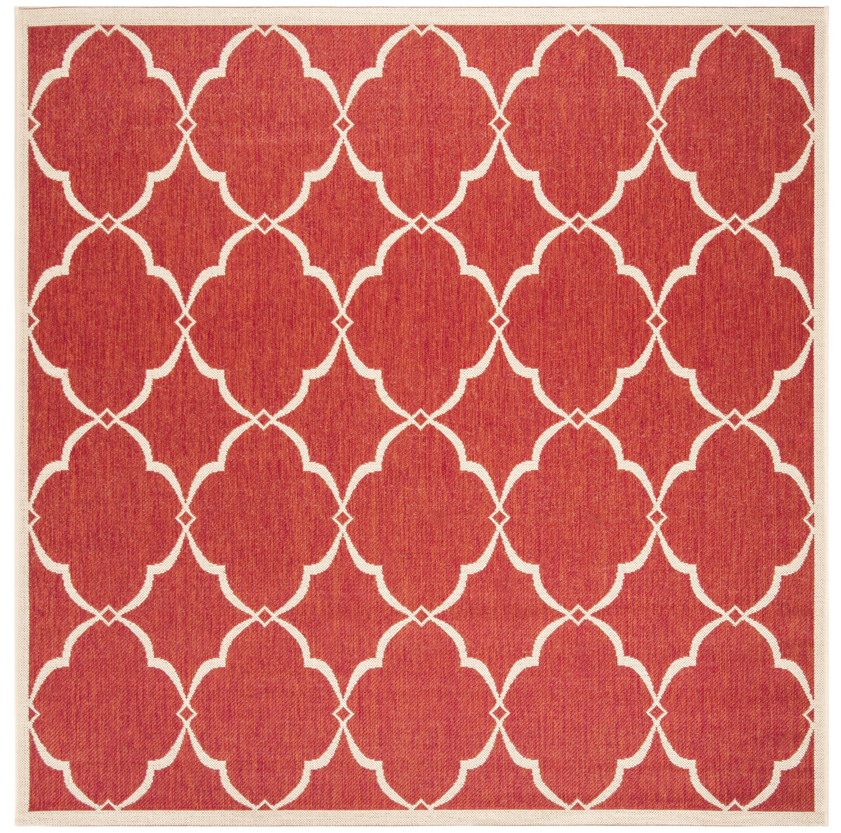 SAFAVIEH Beach House Nick Indoor/Outdoor Area Rug Red/Cream, 6'7" x 6'7" Square