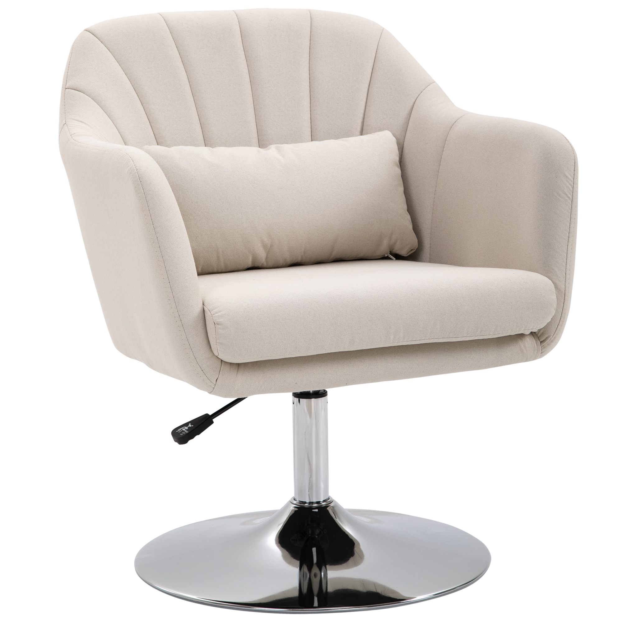 Leisure Chair with Metal Base, Modern Swivel Linen Midback Sofa