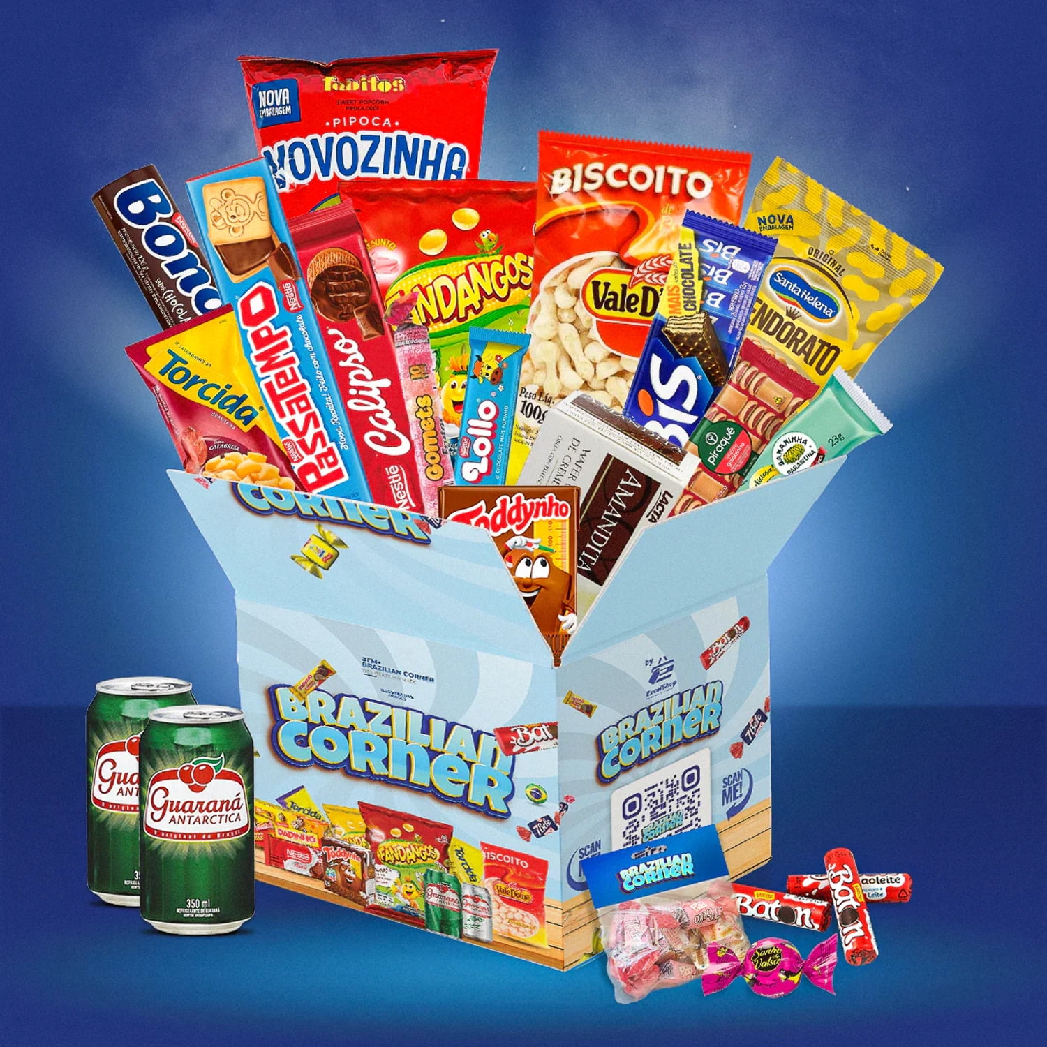 Brazilian Corner Box Variety Pack, Mixed Snacks, Cookies, Candies,  Chocolates & Drinks, Brazilian Treats for Adults, Kids & Teen