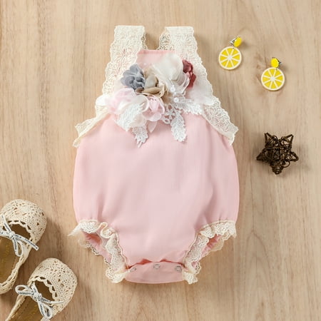 

NIUREDLTD Baby Girls Floral Spring Summer Ruffle Lace Sleeveless Romper Bosyduit Clothes
