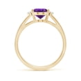 thumbnail image 2 of ANGARA Natural Oval 1.6 ct Amethyst with Diamond Collar Solitaire Ring in 14K Yellow Gold for Women (Size-9x7mm) | February Birthstone, Anniversary, Jewelry Gift for Women | Natural Amethyst Ring, 2 of 10