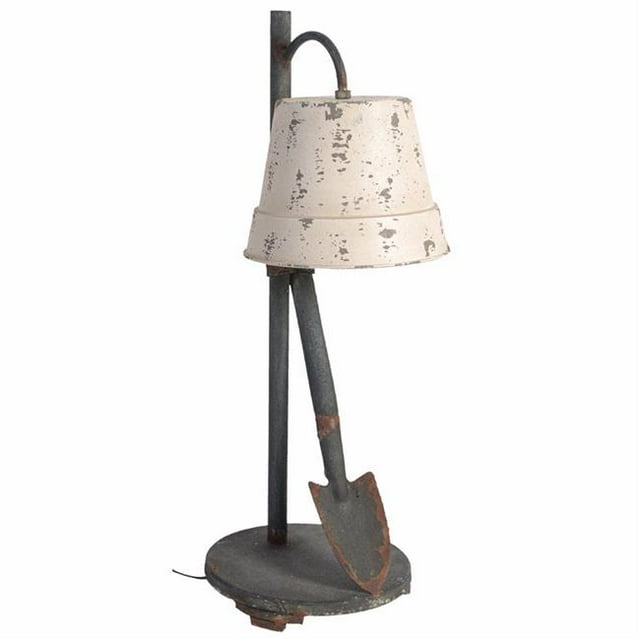 Benzara BM149490 Lampe de Table Idéale et Distinctive, Ivoire et Gris