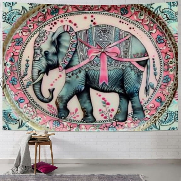 BCIIG Bohemian Tapestry Elephant Print Wall Hanging for Kids Boys Girls Room Decor, Chic Floral Mandala Wall Blanket Tapestries Exotic Flower Animal Print Wall Art Hanging, XLarge