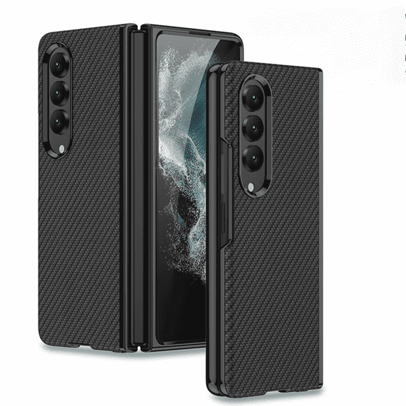 Compatible for Samsung Galaxy Z Fold 4 Case Leather Hard Cover Luxury Electroplated Edge, Ultra Thin Shockproof Bumper Folding Gel Cover
